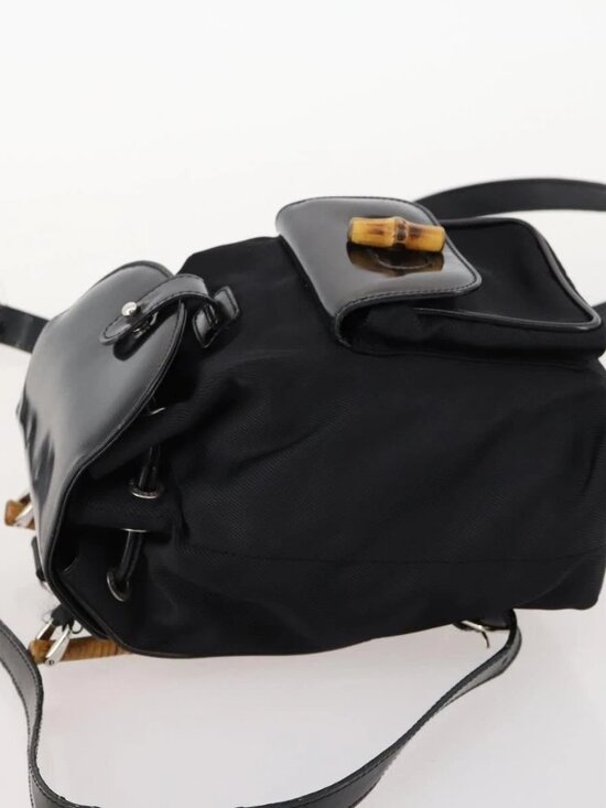 GUCCI Bamboo Backpack Patent leather Black Gold 003 2058 0030 Auth LNZ235 main image 8